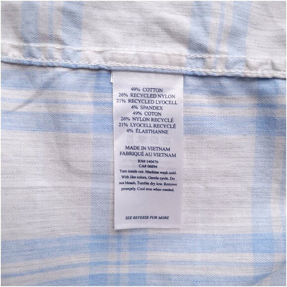 FAHERTY Large Blue Plaid Movement Cotton Stretch Blend Long Sleeve Shirt - Picture 9 of 9